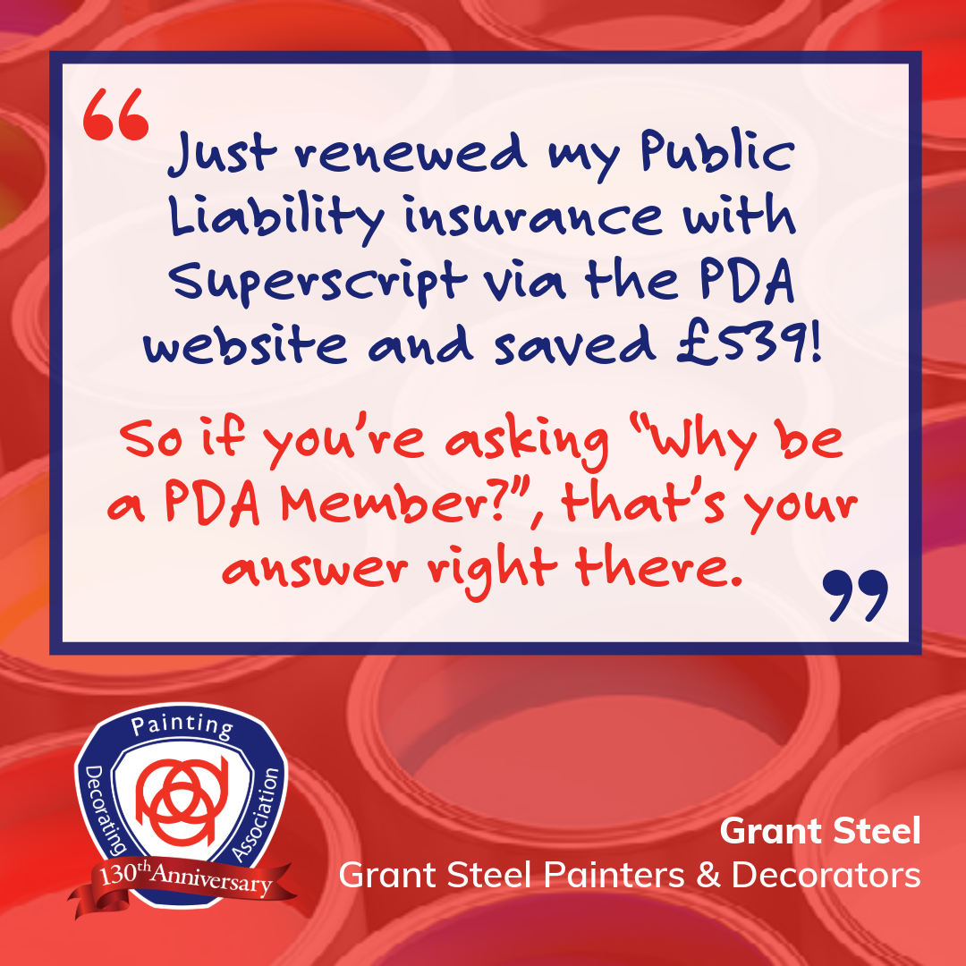 PDA membership benefit saves £££s Painting and Decorating Association